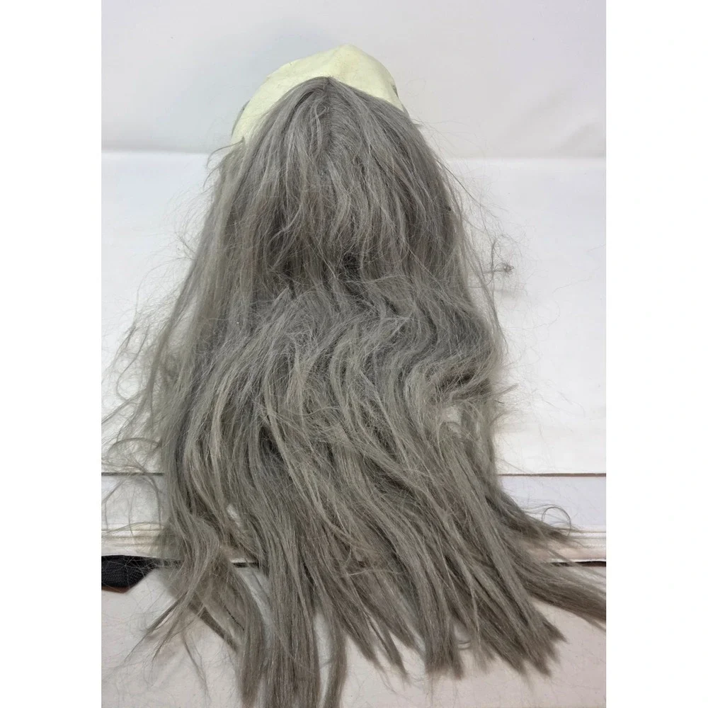 Vintage 1997 Paper Magic Group Skull Mask Grey Hair Halloween Horror Prop 97